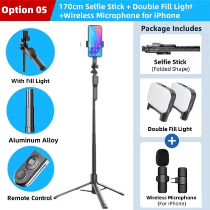 SnapMaster Pro 1750mm Wireless Selfie Stick Tripod 7