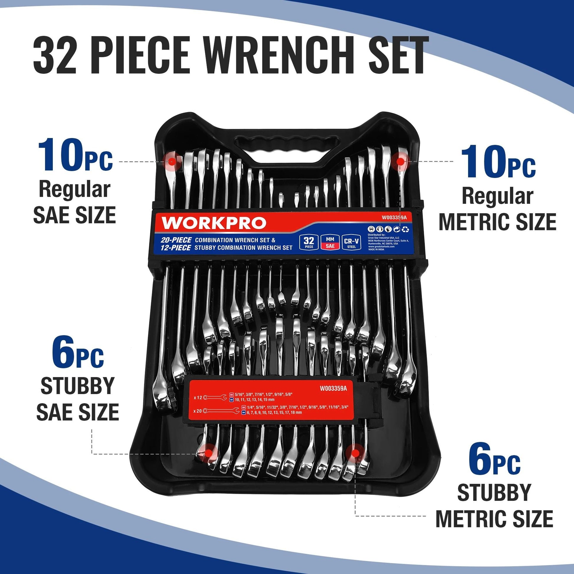 Professional 32 Piece Combination Wrench Set With Organizer 1