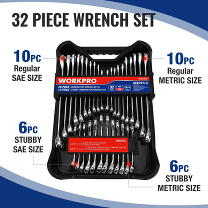 Professional 32 Piece Combination Wrench Set With Organizer 1
