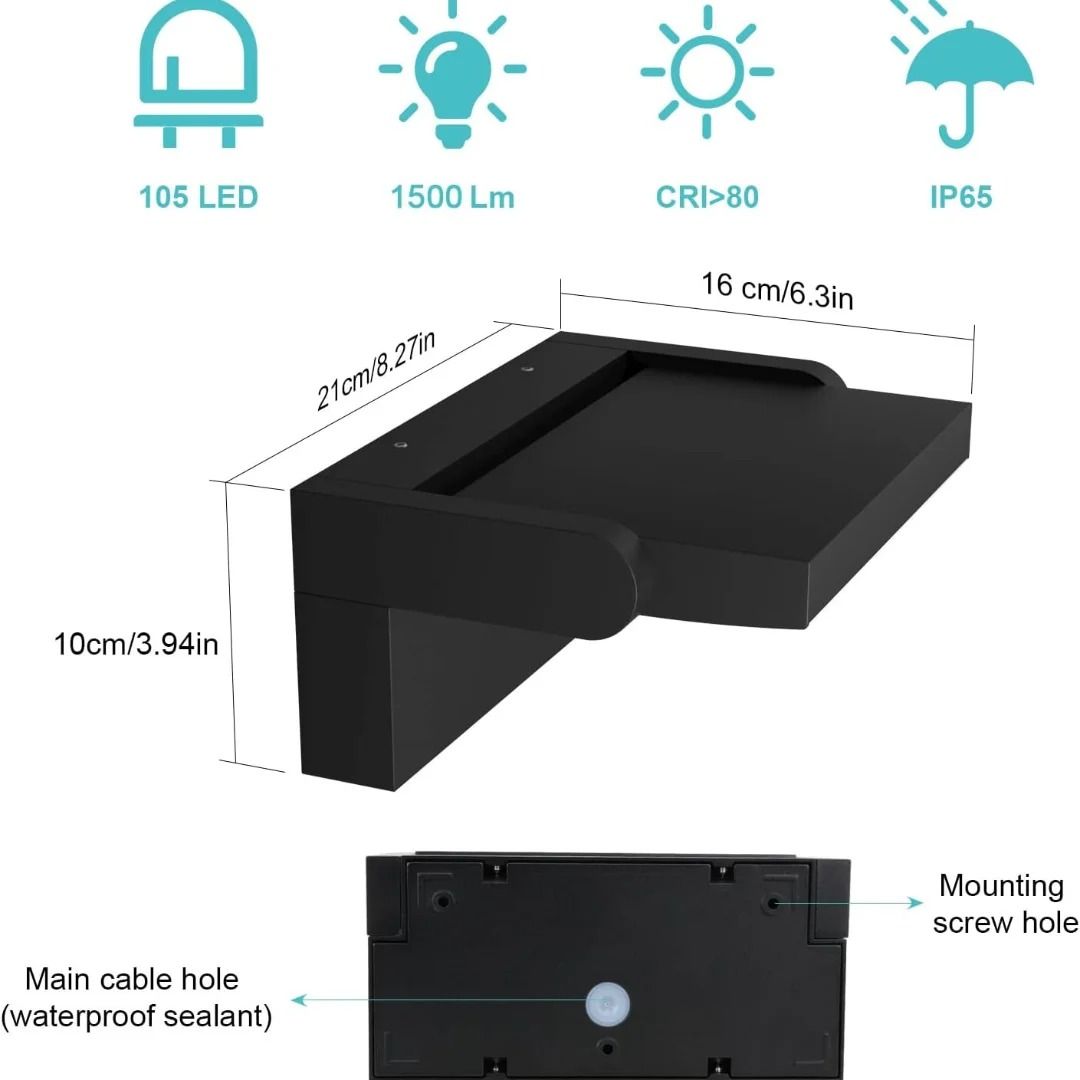 Waterproof Outdoor Motion Sensor LED Wall Light 4
