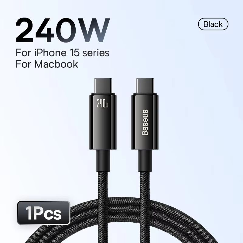 Baseus 240W USBC SuperCharge Cable  Fast Charging Power Cord For IPhone MacBook Samsung  Xiaomi 6