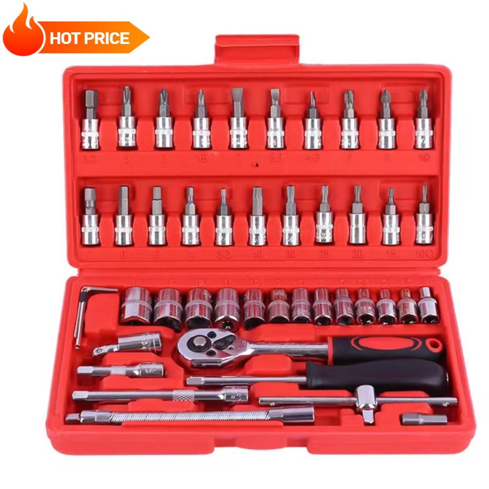 ProMaster 46-Piece Socket Wrench & Ratchet Tool Kit – Complete DIY and Auto Repair Set