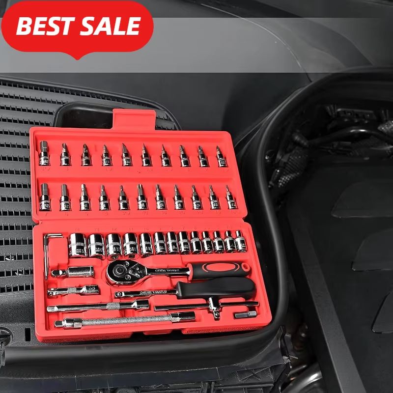 ProMaster 46Piece Socket Wrench  Ratchet Tool Kit  Complete DIY And Auto Repair Set 2