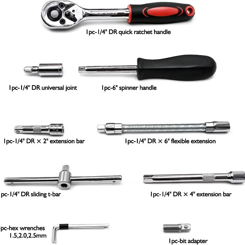 ProMaster 46Piece Socket Wrench  Ratchet Tool Kit  Complete DIY And Auto Repair Set 4
