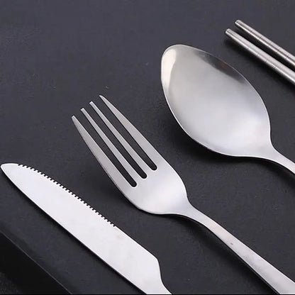 TravelMate 4Piece Stainless Steel Cutlery Set  Portable Spoon Fork Knife  Chopsticks With Storage C 2