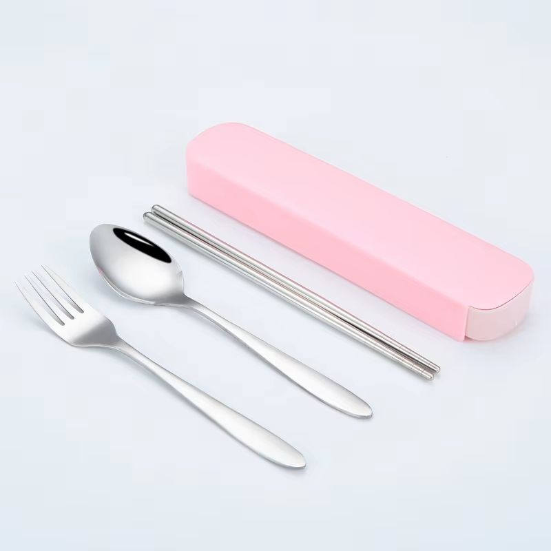 TravelMate 4Piece Stainless Steel Cutlery Set  Portable Spoon Fork Knife  Chopsticks With Storage C 10