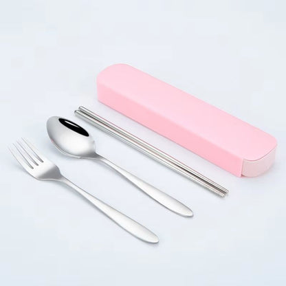 TravelMate 4Piece Stainless Steel Cutlery Set  Portable Spoon Fork Knife  Chopsticks With Storage C 10