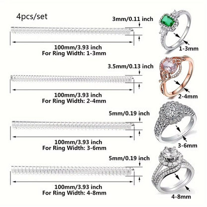 ClearFit Silicone Ring Size Adjuster  4Piece Transparent Ring Resizer Set For Loose Rings 5