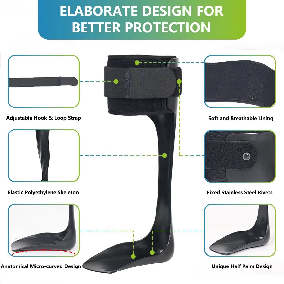 Lightweight Foot Drop Corrector Brace AFO Drop Foot Brace Orthosis Medical Ankle Foot Support Stabi