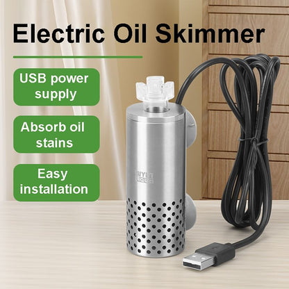 Aquarium Surface Skimmer With USB Electric Oil Film Remover  Stainless Steel Floating Filter 1