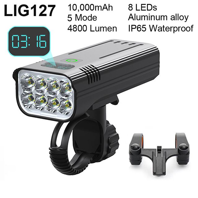 4800 Lumen USB Rechargeable Bicycle Light With 10000mAh Battery And Rainproof Design 8