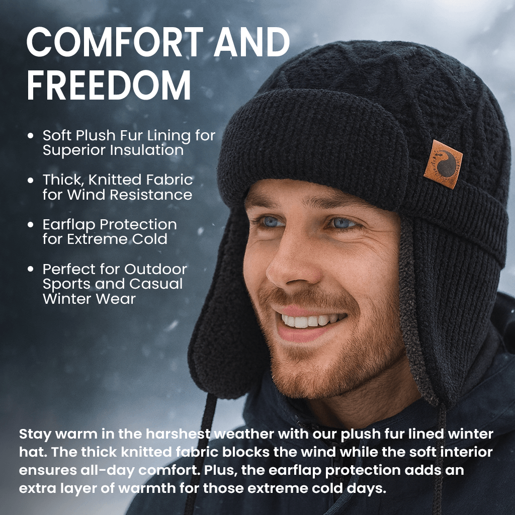 Plush Fur Lined Warm Unisex Hat Outdoor Stylish Beanie Thick Knitted Ski Cap With Earflaps 2
