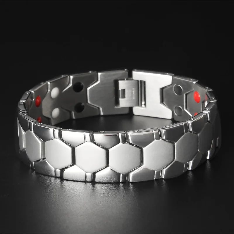 Vintage Copper Magnetic Bracelet For Men Pain Relief Therapy Link Chain With Double Row Magnets 10