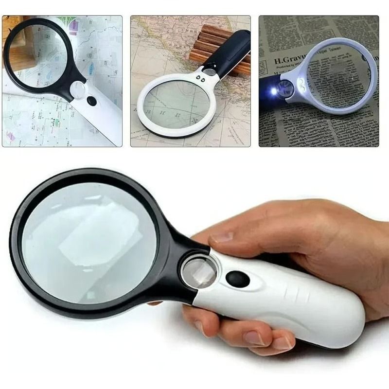 Professional Handheld Magnifying Glass With LED Light 3X And 45X Dual Lens Magnifier For Reading Je