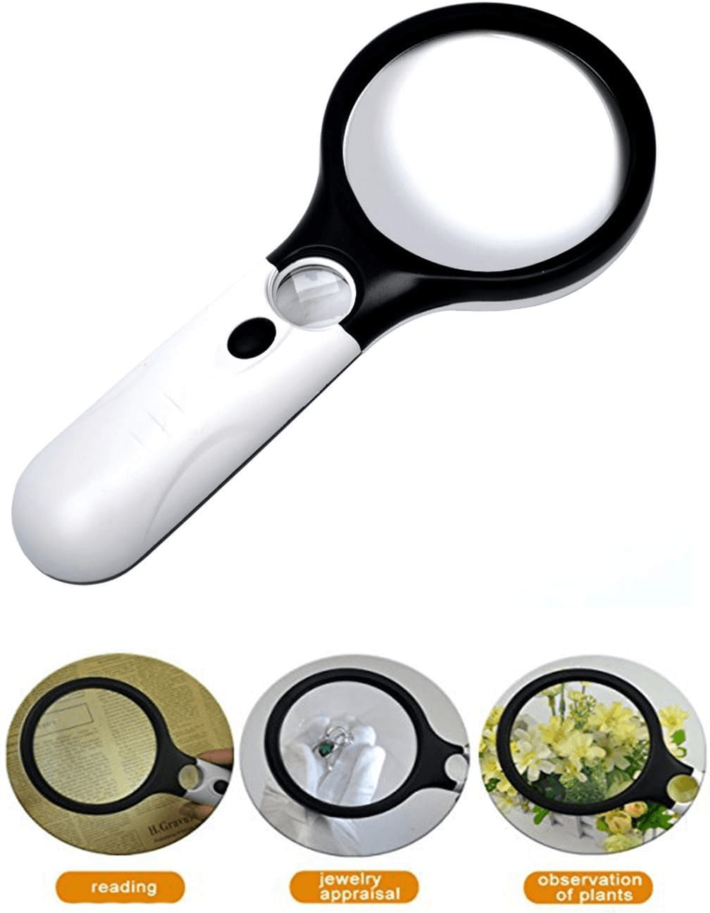 Professional Handheld Magnifying Glass With LED Light 3X And 45X Dual Lens Magnifier For Reading Je 3