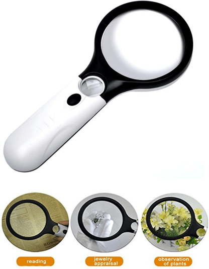 Professional Handheld Magnifying Glass With LED Light 3X And 45X Dual Lens Magnifier For Reading Je 3