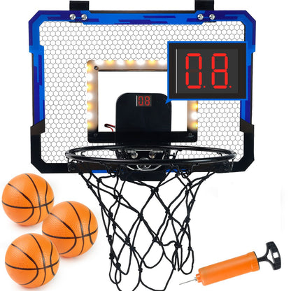 SucceBuy Kids Basketball Hoop Wall Mounted Indoor Toy With LED Lights  Scoreboard Foldable Goal For 7