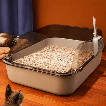 Semi Enclosed Cat Litter Box Splashproof Kitty Toilet With Cleaning Basin 0