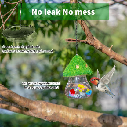 Hanging Hummingbird Feeder With Wind Chime And Mushroom Design 5