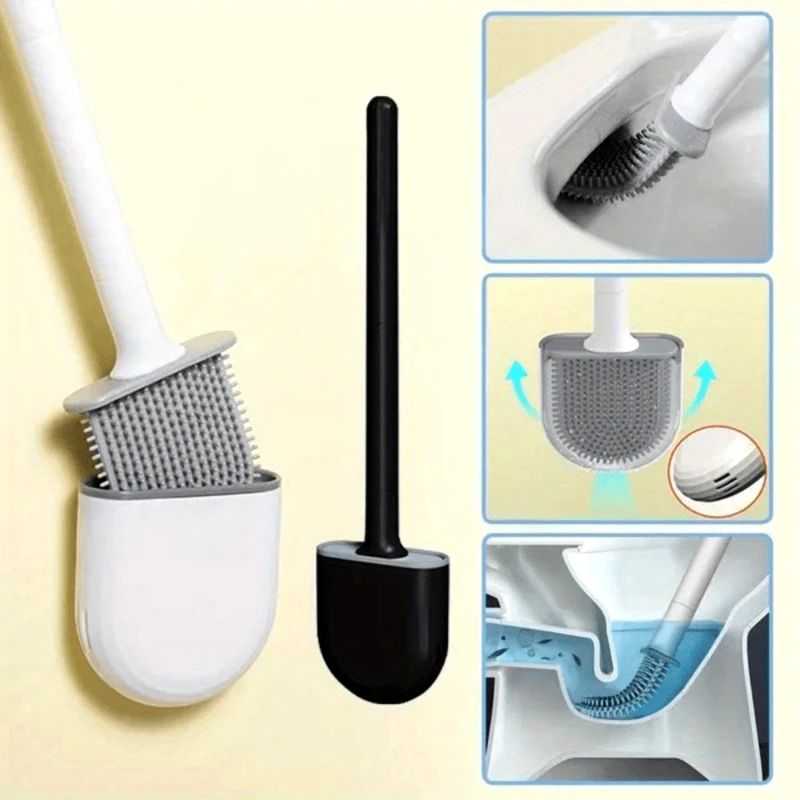 Wall Mounted Silicone Toilet Brush Set with Holder