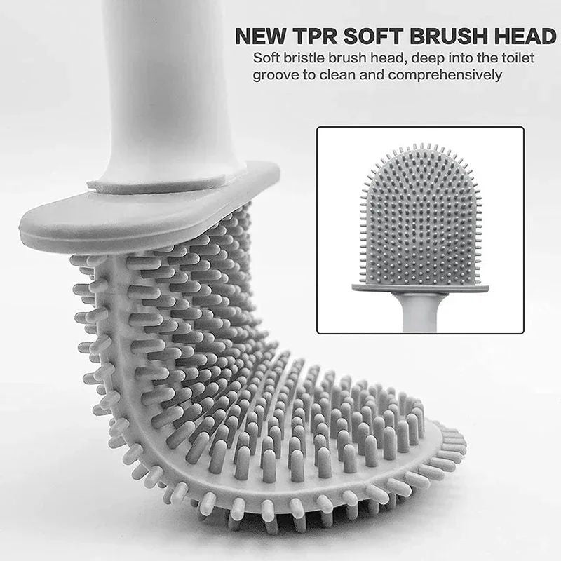 Wall Mounted Silicone Toilet Brush Set With Holder 3