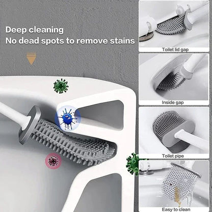 Wall Mounted Silicone Toilet Brush Set With Holder 4