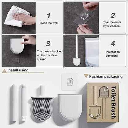 Wall Mounted Silicone Toilet Brush Set With Holder 5