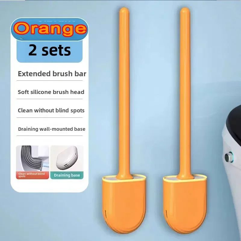 Wall Mounted Silicone Toilet Brush Set With Holder 9