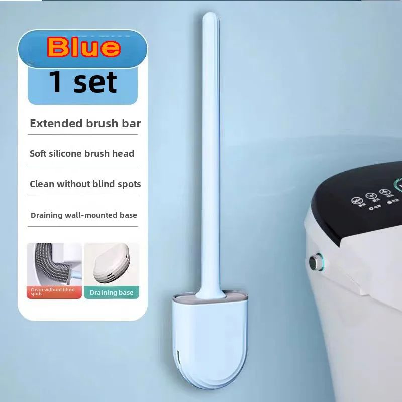 Wall Mounted Silicone Toilet Brush Set With Holder 12