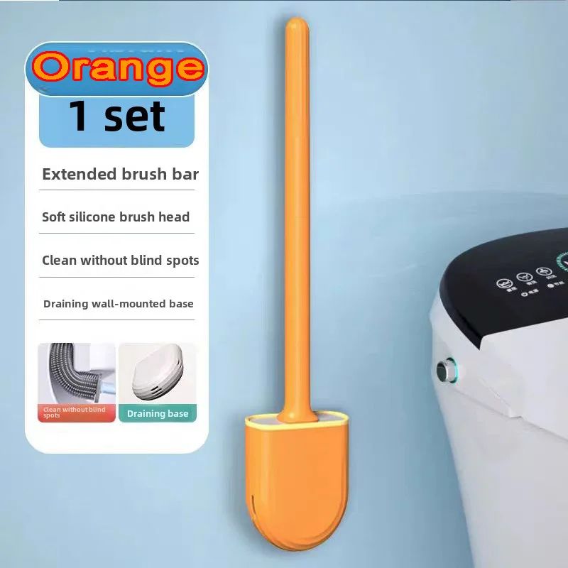 Wall Mounted Silicone Toilet Brush Set With Holder 14
