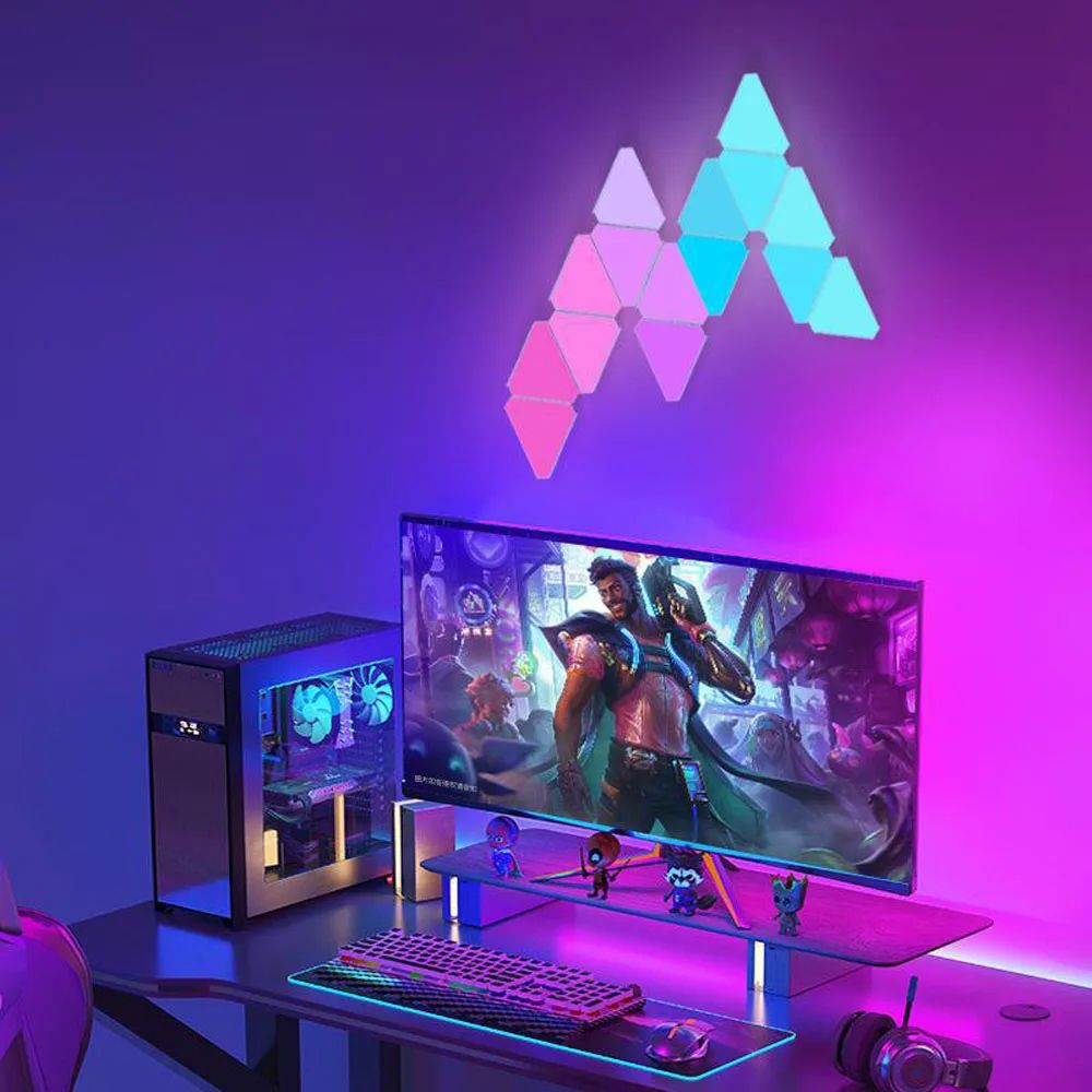 LED Triangle Lamps WIFI Bluetooth USB Smart Wall Light Creative Gaming Bedroom Decor 5