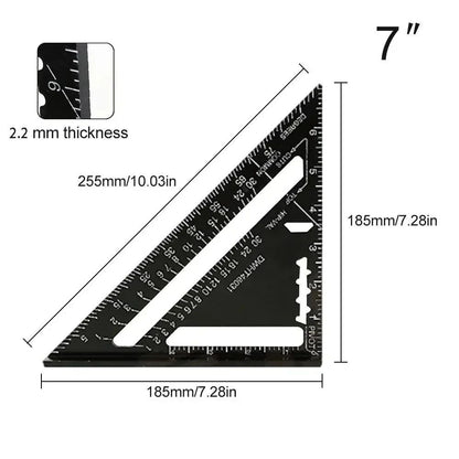 Aluminium Alloy 7 Inch Triangle Angle Ruler Speed Square for Carpentry