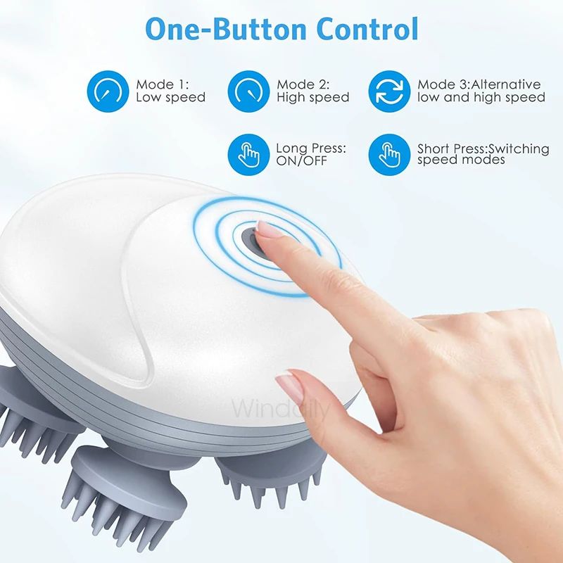 Rechargeable Electric Scalp And Body Massager With Vibration For Deep Relaxation 4