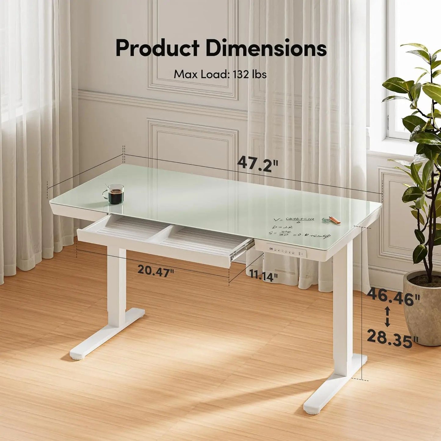 Adjustable Electric Standing Desk 48 X 24 Modern Maple Office Desk With Storage Bag And Headphone H 2