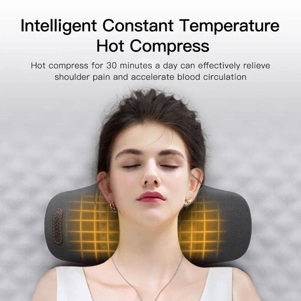 Rechargeable Heated Vibration Neck Massage Pillow For Deep Relaxation 2