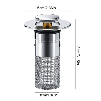 PopUp Bathroom Sink Drain Strainer With Removable Stainless Steel Hair Catcher And Drain Stopper 8