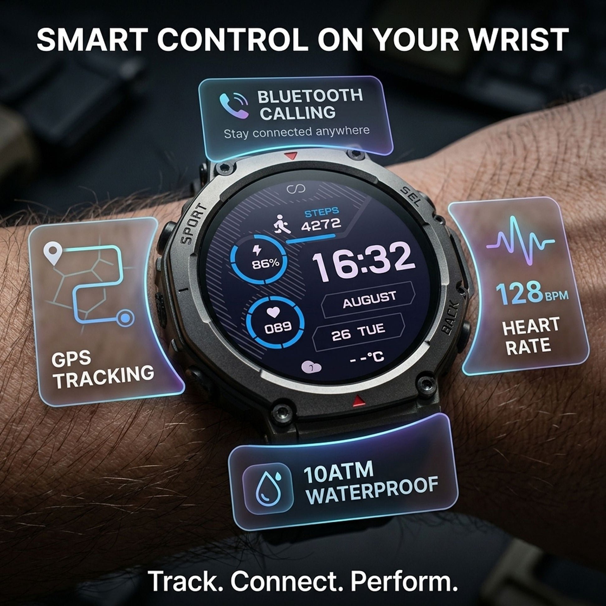 Military Smartwatch With Bluetooth Calling  Builtin GPS Compass Altimeter  10ATM Waterproof Sports  1