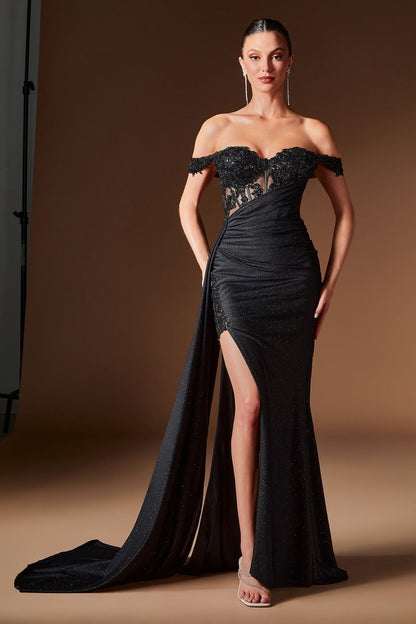 Angelina Gown Embellished Corset Glitter Jersey Gown