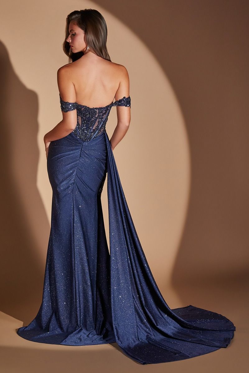 Angelina Gown Embellished Corset Glitter Jersey Gown