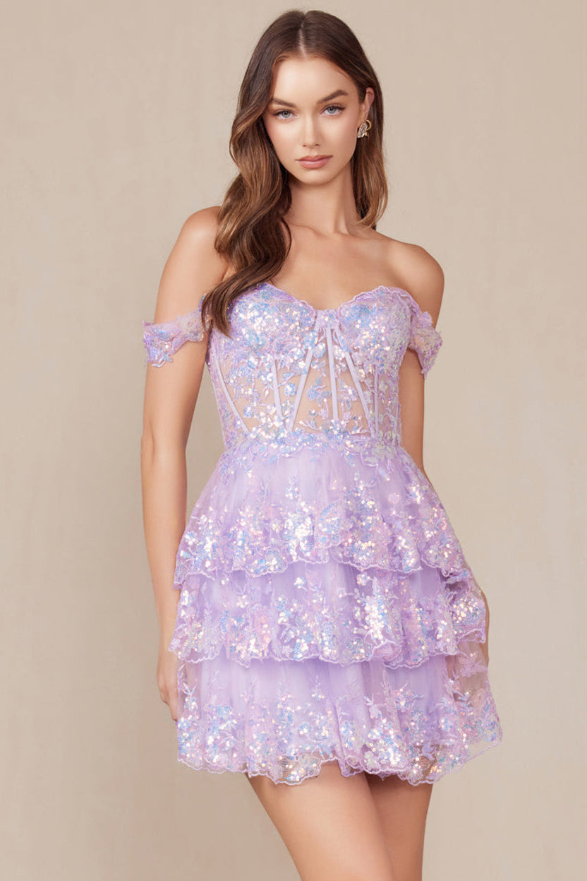 Brenna Mini Dress Off The Shoulder Tiered Cocktail Dress