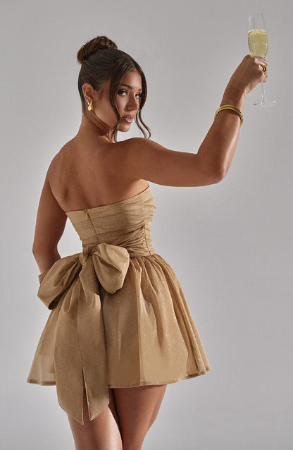 Katrina Mini Dress Gold Sparkle