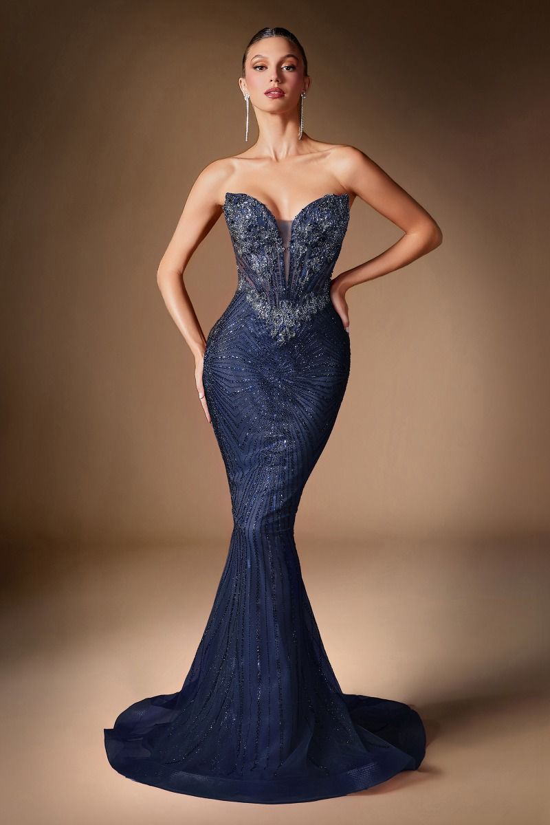 Jenna Gown Crystal Embellished Fit & Flare Evening Gown