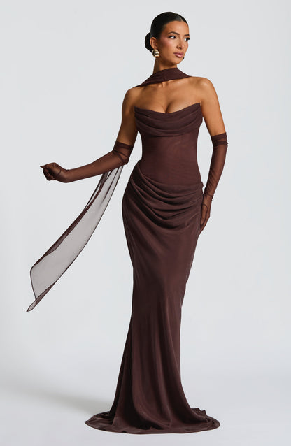 Liora Maxi Dress Plum Brown