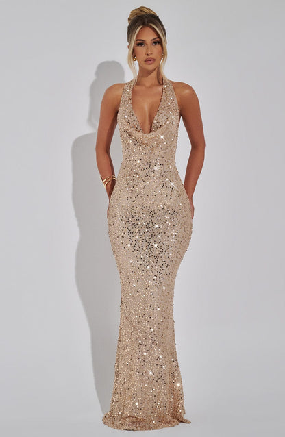 Lorena Maxi Dress Gold Lined