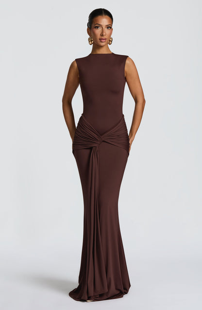 Lorenza Maxi Dress Plum Brown