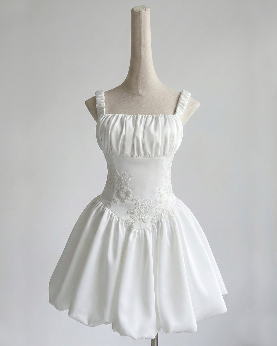 Lotus Bubble Mini Dress White