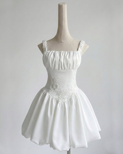 Lotus Bubble Mini Dress White