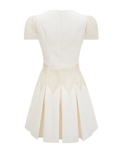 Lucienne 3D Floral Short-Sleeve Mini Dress Ivory