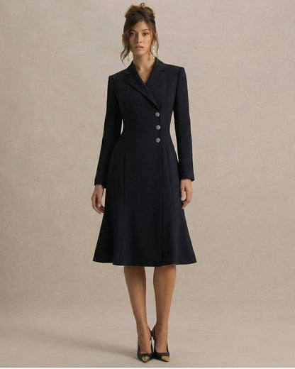 Lysette Long Sleeve Midi Dress Black