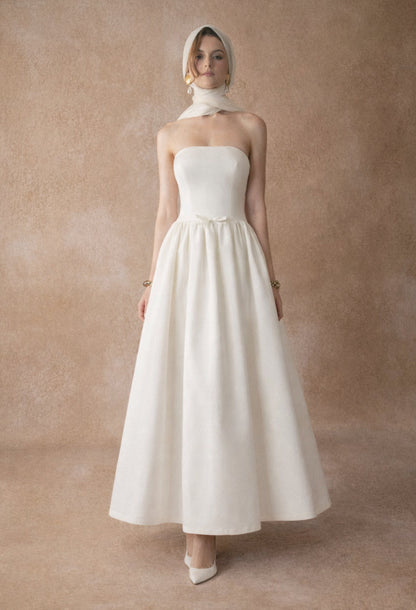 Madeleine Strapless Midi Dress White